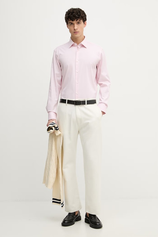 BOSS πουκάμισο ανδρικό βαμβακερό με ελαστάνη JOE 50560583 ροζ SS26