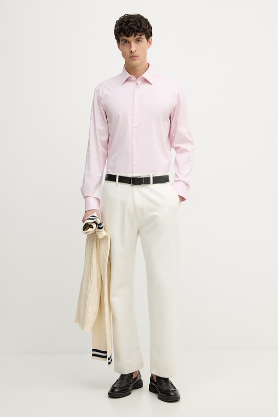 BOSS πουκάμισο ανδρικό βαμβακερό με ελαστάνη JOE 50560583 ροζ SS26