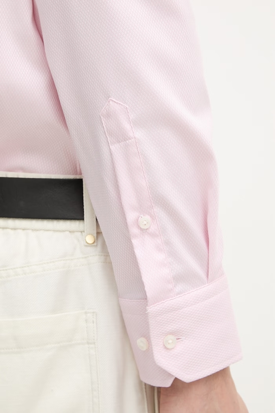 BOSS πουκάμισο ανδρικό βαμβακερό με ελαστάνη JOE 50560583 ροζ