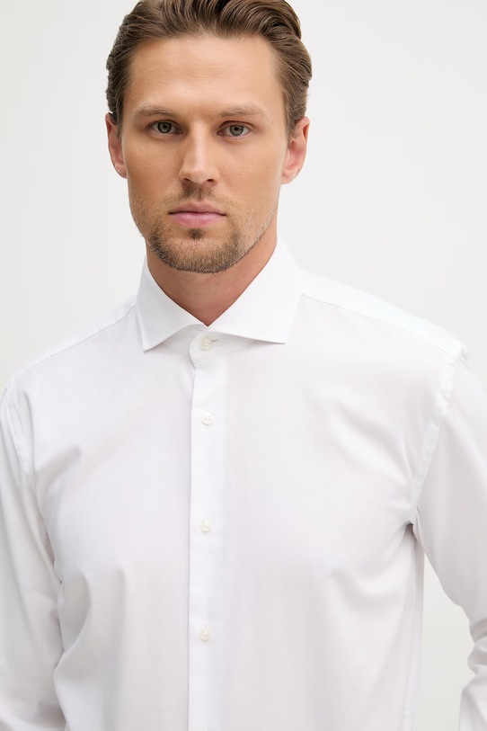 BOSS koszula męska bawełniana z elastanem HANK biały 50560607