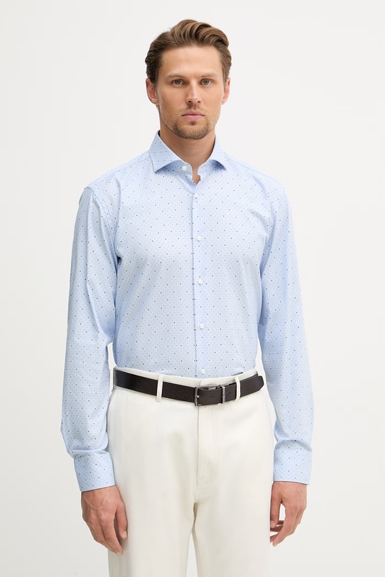BOSS koszula bawełniana z elastanem HANK niebieski 50560687