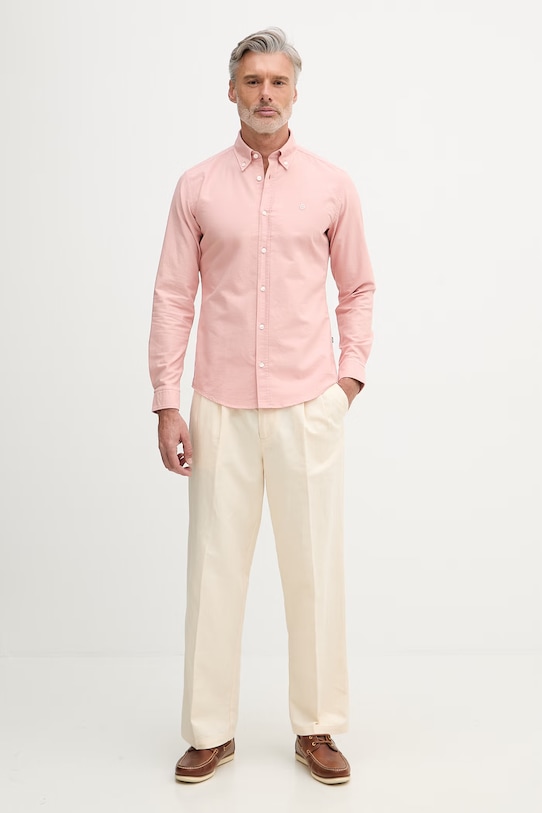 BOSS πουκάμισο oxford Ανδρικό βαμβακερό ROAN 50555920 ροζ SS26