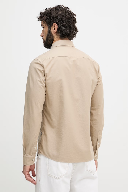 Ρούχα BOSS πουκάμισο oxford Ανδρικό βαμβακερό ROAN 50555920 μπεζ