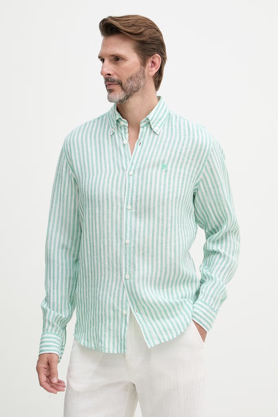 BOSS srajca moška lanena LIAM zelena 50560595
