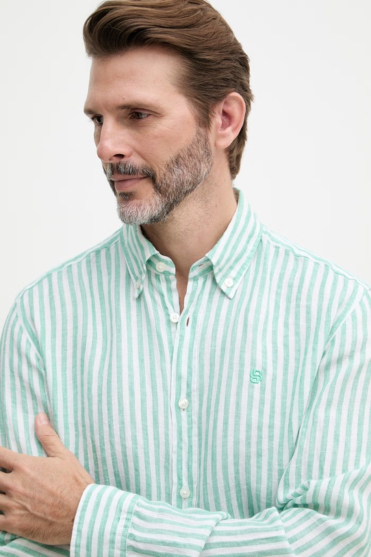 BOSS srajca moška lanena LIAM zelena 50560595