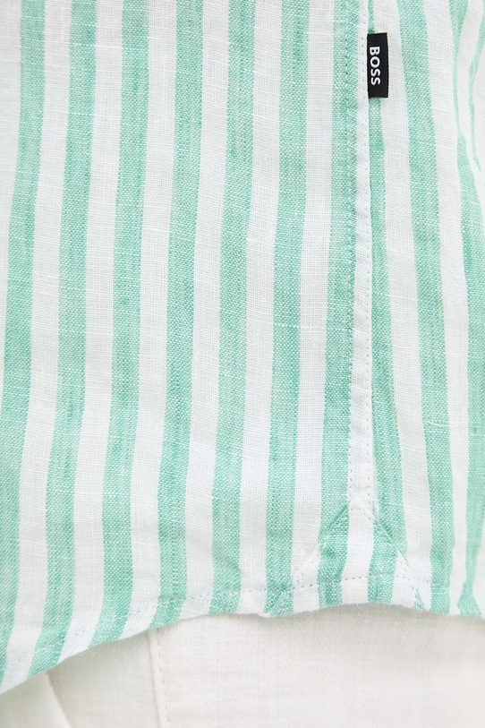 BOSS srajca moška lanena LIAM 50560595 zelena