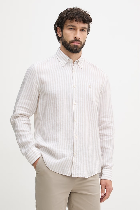 BOSS πουκάμισο ανδρικό λινό LIAM μπεζ 50560595