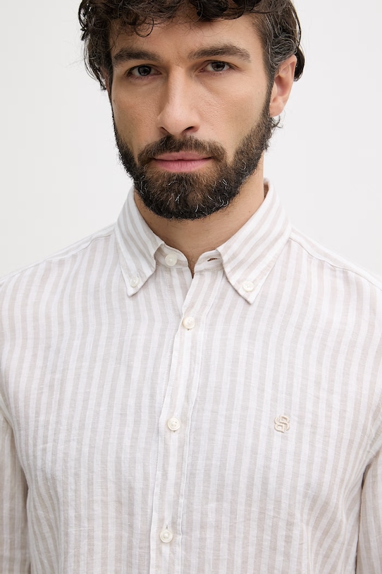 BOSS πουκάμισο ανδρικό λινό LIAM μπεζ 50560595