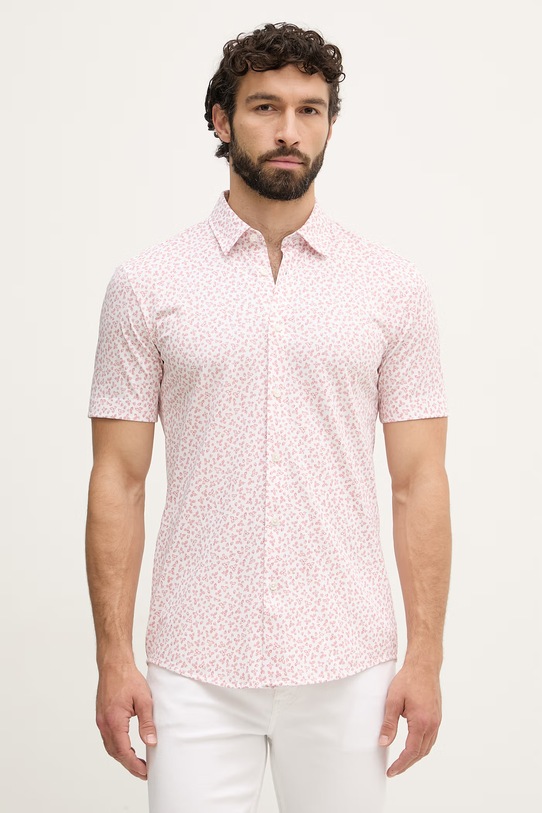 BOSS koszula męska z bawełną ROAN różowy 50560692