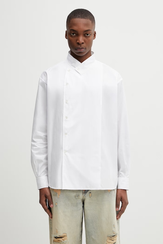 Kenzo koszula bawełniana Shirt LS gładkie biały FG55CH4249LF