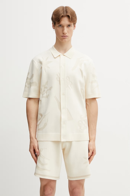 Filling Pieces Breaking Bread koszula z wiskozy męska beżowy 412671500303.214