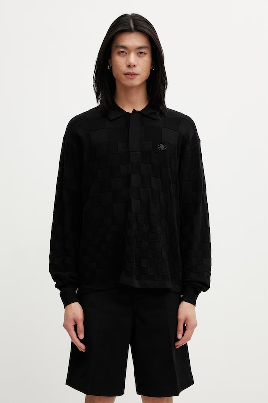 Filling Pieces Rugby sweter z wiskozą męski czarny 412675500243.130