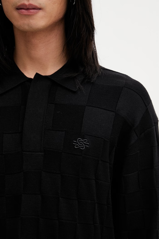 Filling Pieces Rugby sweter z wiskozą męski czarny 412675500243.130