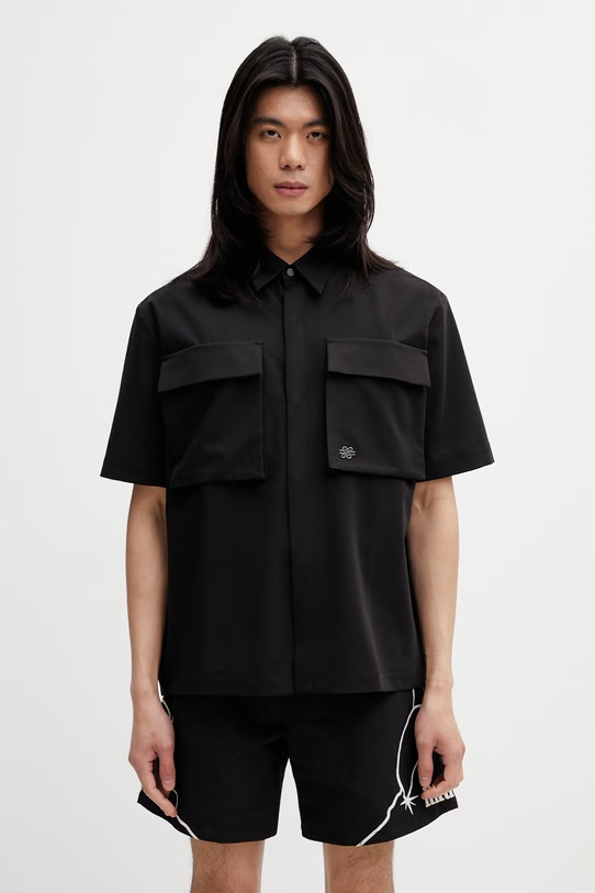 Filling Pieces Drapy koszula męska z wiskozą czarny 412655501295.130