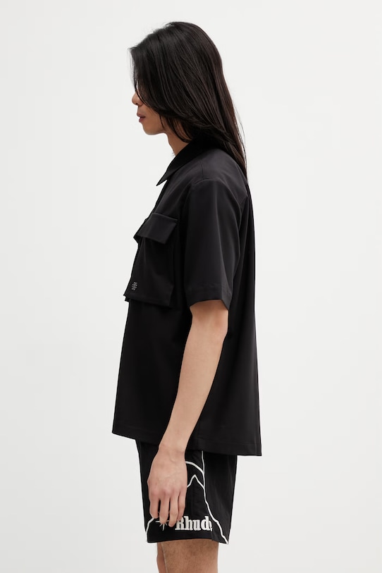 Filling Pieces Drapy koszula męska z wiskozą 412655501295.130 czarny SS26