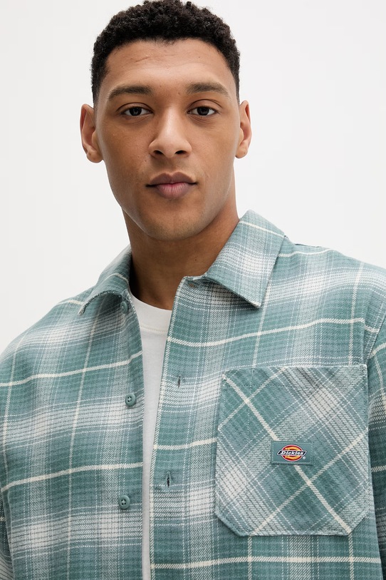 Dickies koszula bawełniana turkusowy DK0A8653L371