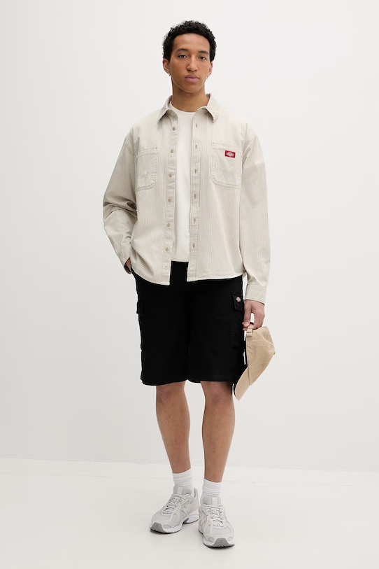 Dickies košeľa pánska bavlnená DK0A889SL441 béžová SS26