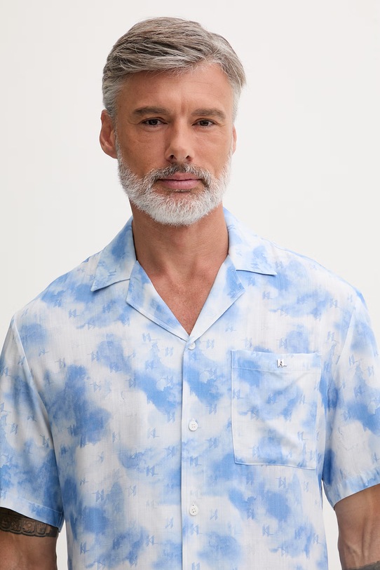 Îmbrăcăminte Karl Lagerfeld cămașă pentru bărbați, cu vâscoză B2M46047 albastru