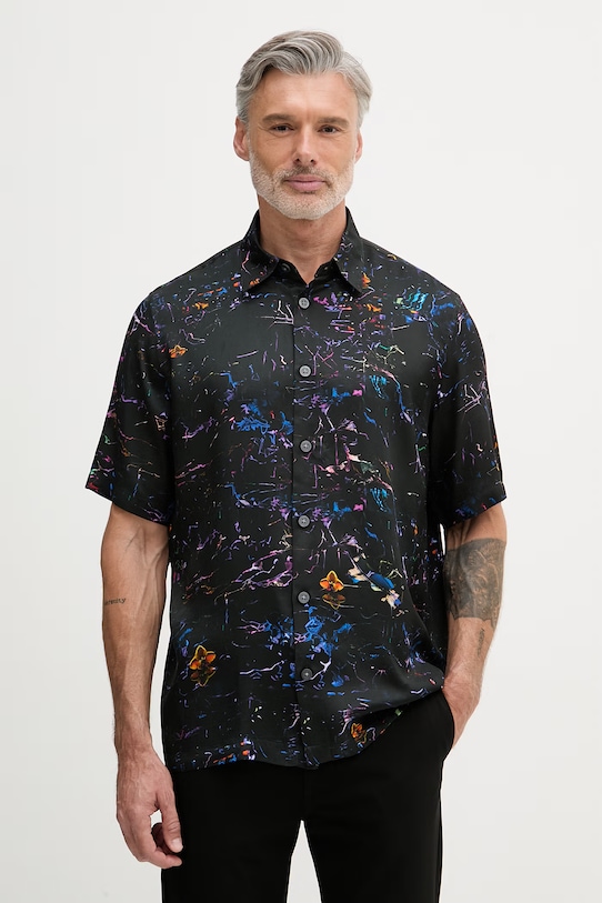 Armani Exchange camicia da uomo in viscosa nero XM002106.AF13235