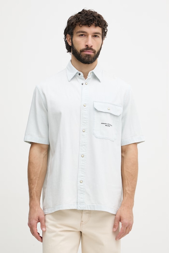 Armani Exchange košeľa pánska bavlnená modrá XM002266.AF22638