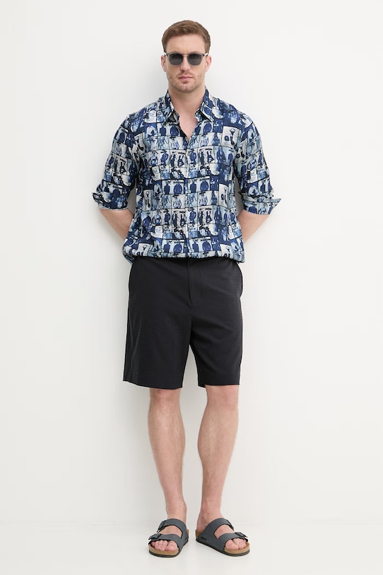 Armani Exchange košeľa pánska z viskózy XM002280.AF13235 modrá SS26