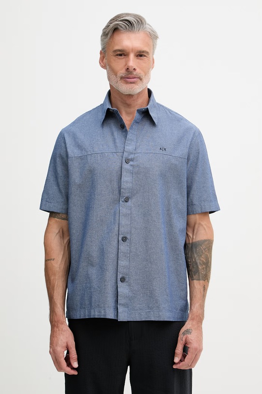 Armani Exchange риза мъжка от памук син XM002283.AF22712