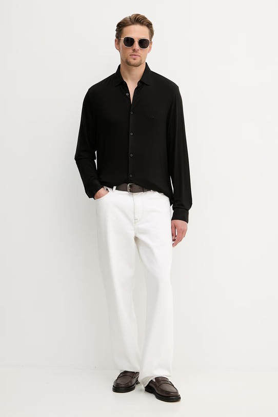 Armani Exchange Camicia da uomo XM002370.AF21936 nero SS26