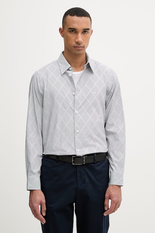 Armani Exchange рубашка мужская из хлопка серый XM002812.AF24577