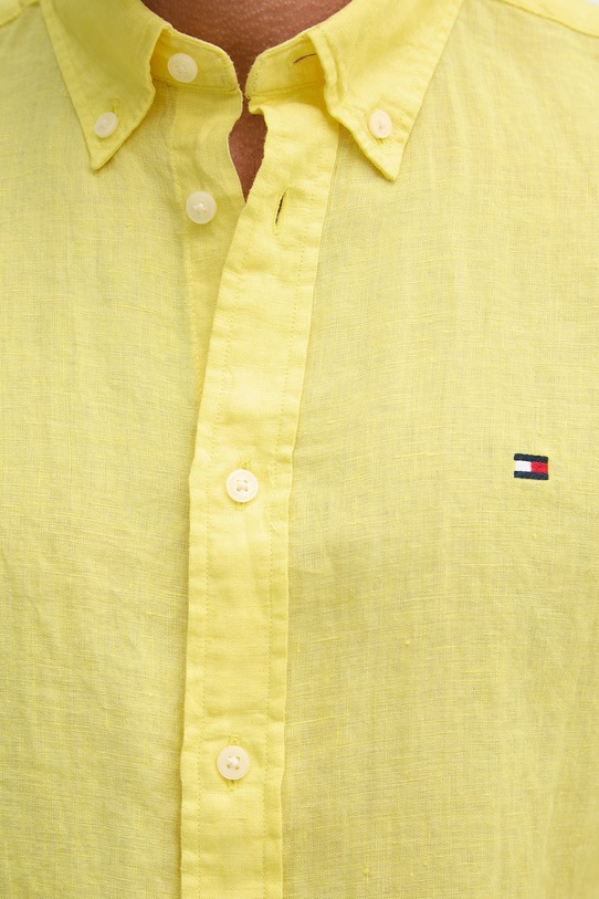 Tommy Hilfiger košile pánská lněná MW0MW41530 žlutá