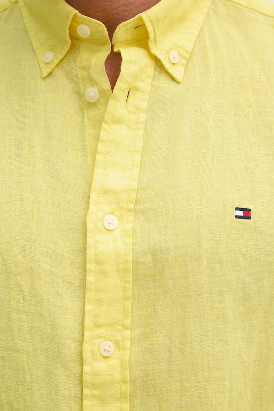Tommy Hilfiger košile pánská lněná MW0MW41530 žlutá