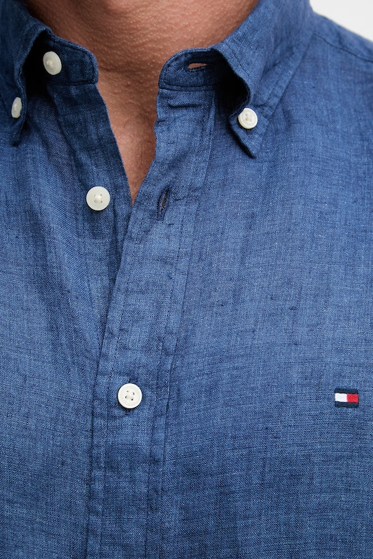 Tommy Hilfiger košile pánská lněná MW0MW41530 námořnická modř