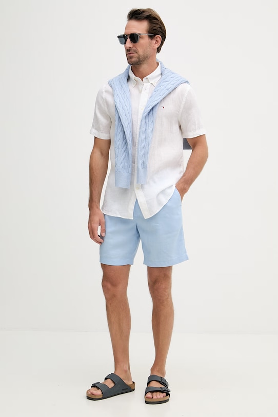 Tommy Hilfiger cămașă pentru bărbați, din in MW0MW41531 alb SS26