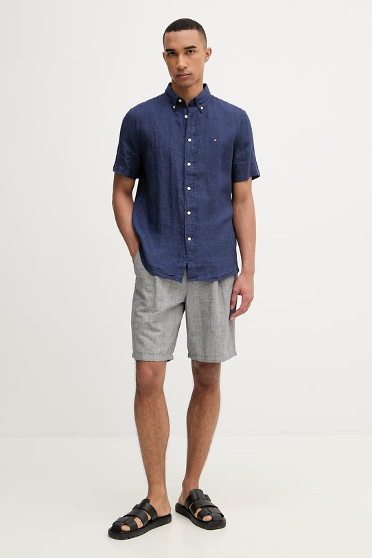 Tommy Hilfiger košile pánská lněná MW0MW41531 námořnická modř SS26