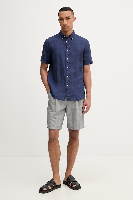 Tommy Hilfiger košile pánská lněná MW0MW41531 námořnická modř SS26