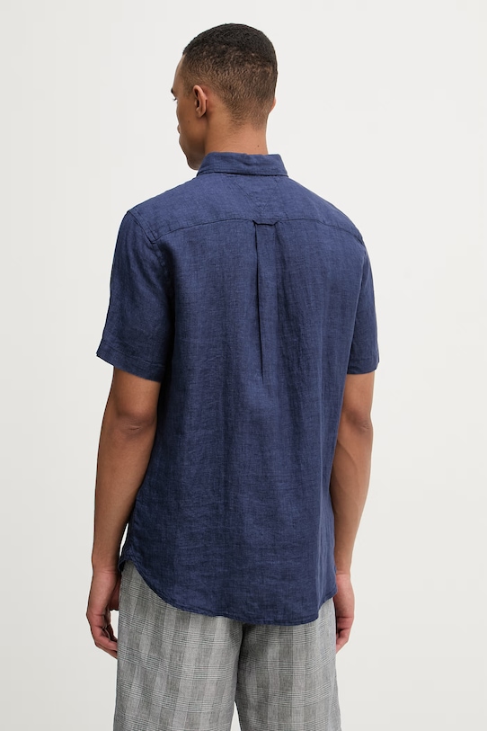 Oblečení Tommy Hilfiger košile pánská lněná MW0MW41531 námořnická modř