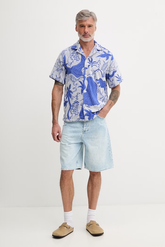 OAS koszula męska bawełniana 101001.2015 niebieski SS26