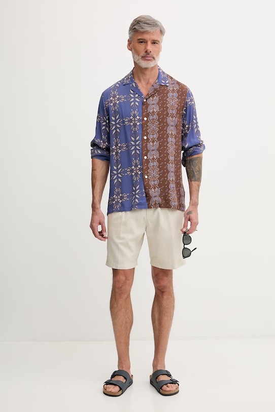 OAS koszula męska z wiskozy 102001.4519 granatowy SS26