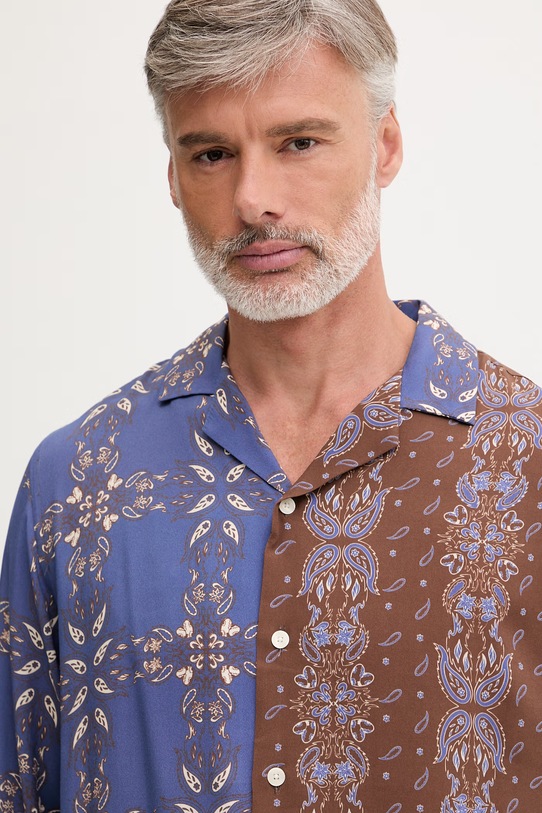 OAS koszula męska z wiskozy granatowy 102001.4519