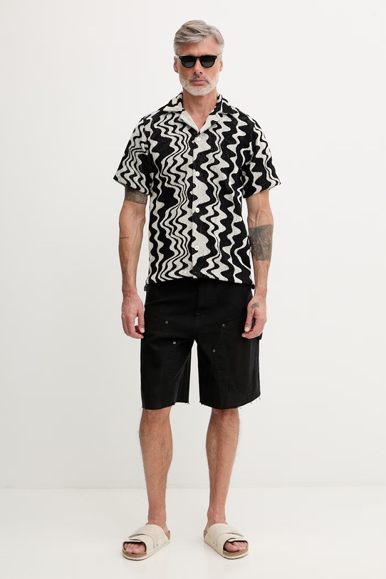 OAS koszula męska bawełniana 7003.109 czarny SS26