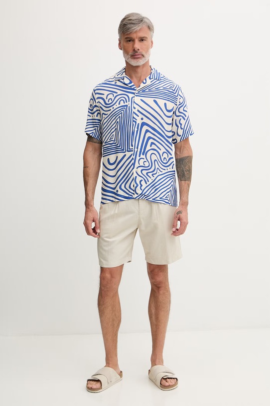 OAS koszula męska z wiskozy 7005.41 niebieski SS26