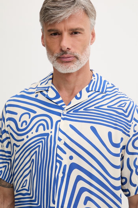 OAS koszula męska z wiskozy niebieski 7005.41