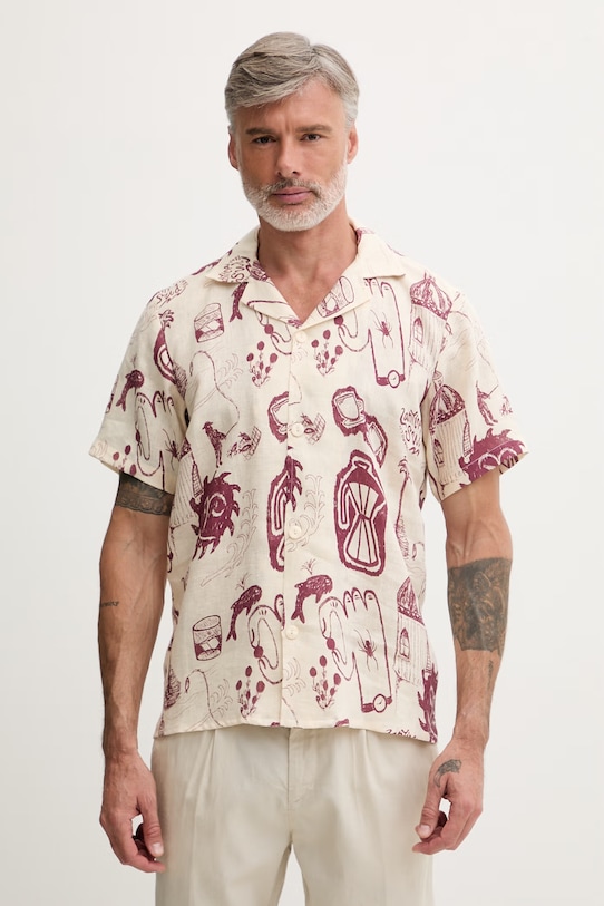 OAS koszula męska lniana beżowy 7012.05