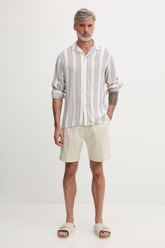 OAS koszula męska z wiskozy 7019.02 niebieski SS26