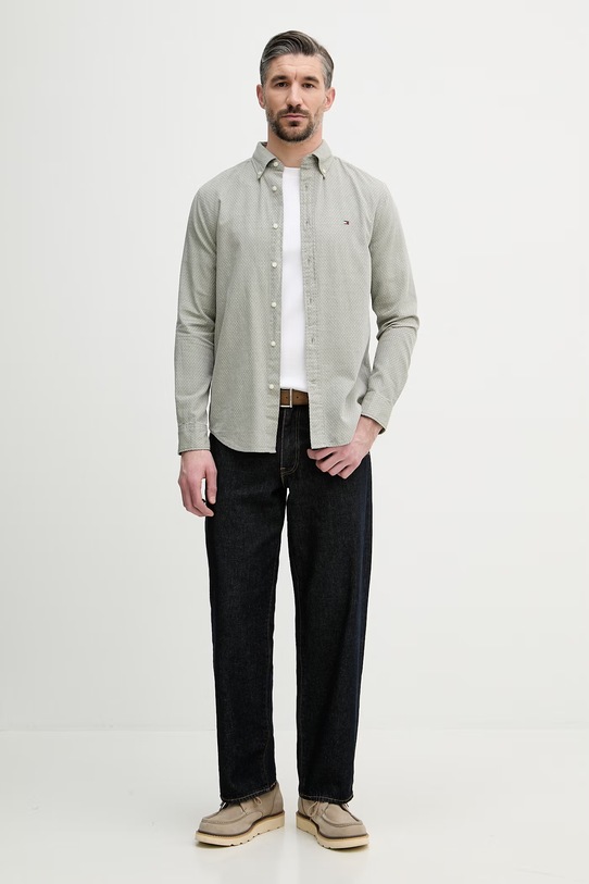 Tommy Hilfiger koszula męska bawełniana MW0MW42442 zielony SS26