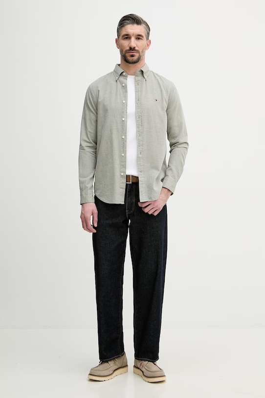 Tommy Hilfiger koszula męska bawełniana MW0MW42442 zielony SS26