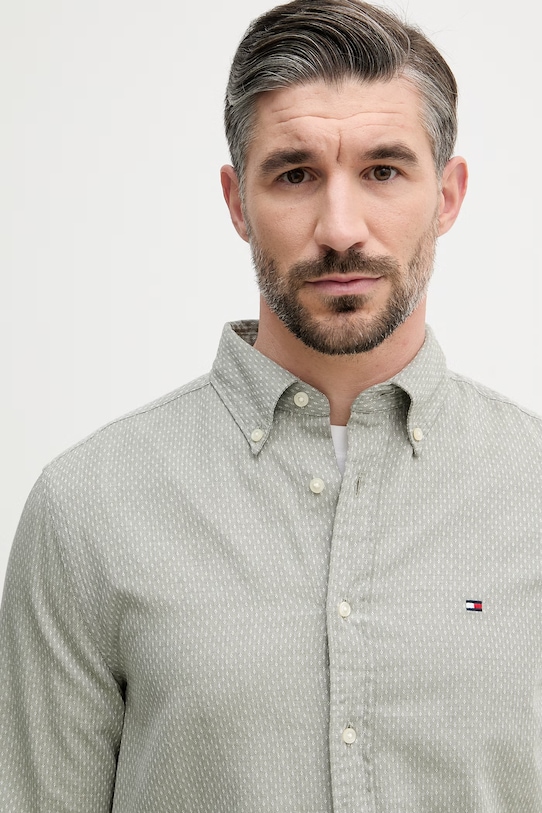 Tommy Hilfiger koszula męska bawełniana zielony MW0MW42442