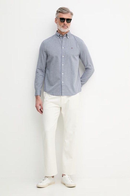 Tommy Hilfiger koszula męska bawełniana MW0MW42442 szary SS26