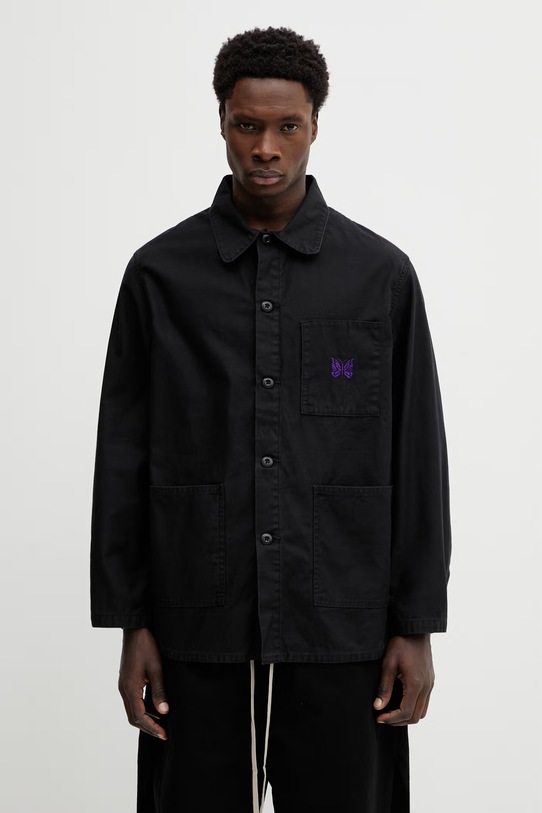 Needles koszula bawełniana bawełna czarny SX168