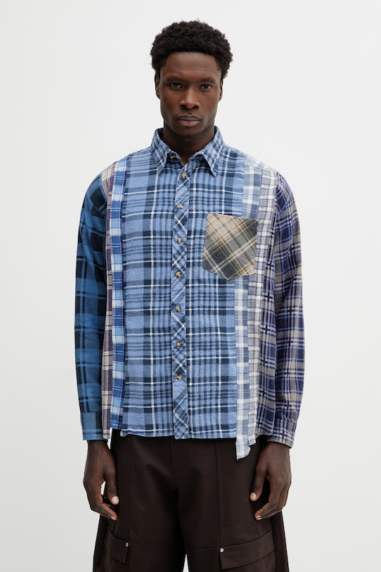 Needles camicia in cotone regolare blu SX480