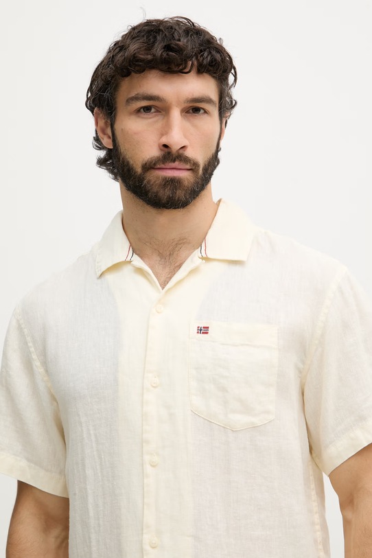 Napapijri Πουκάμισο ανδρικό λινό μπεζ NP0A4G5UN1A1